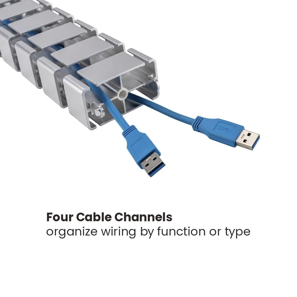 Under Desk Adjustable Snake Vertebrae Spine Wire Cable Organizer Management with Quad Entry