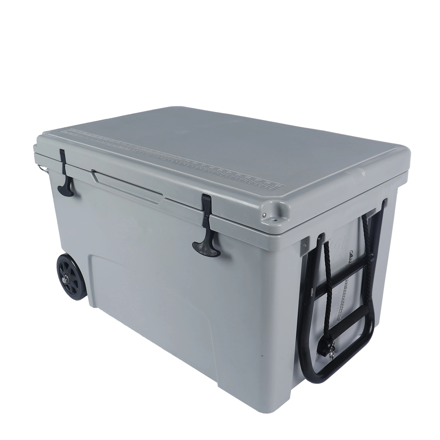 Factory Customized Food Wholesale/Supplier Cheap Roto Mold Cooler Box 75L/125L/145L Trolley Cooler Box Price Plastic Insulated Cooler Box with Wheels for Beer/Can/Camp