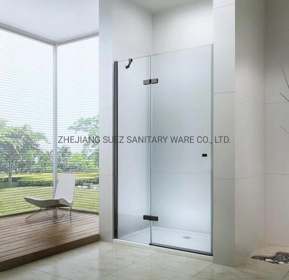 Simple Solution for Bathroom Decor. 1-Shaped Shower Doors Shower Room110*190cm, Hinged Door Open with Black Finished CE Fine