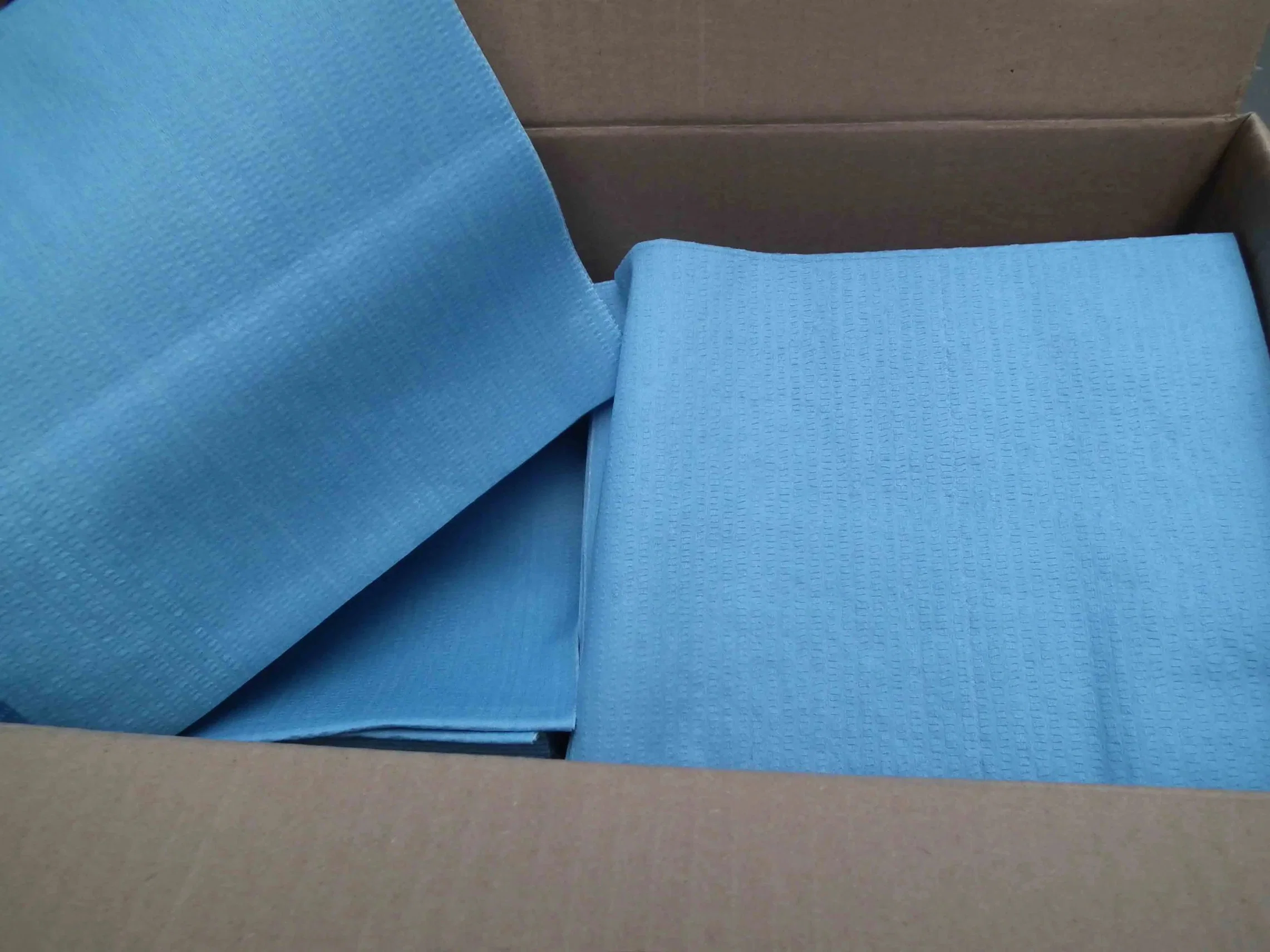 Couleur Bleu 60GSM de lingettes de nettoyage industriel des matériaux, Professional Fabricant Chinois de tissu de pâte de bois