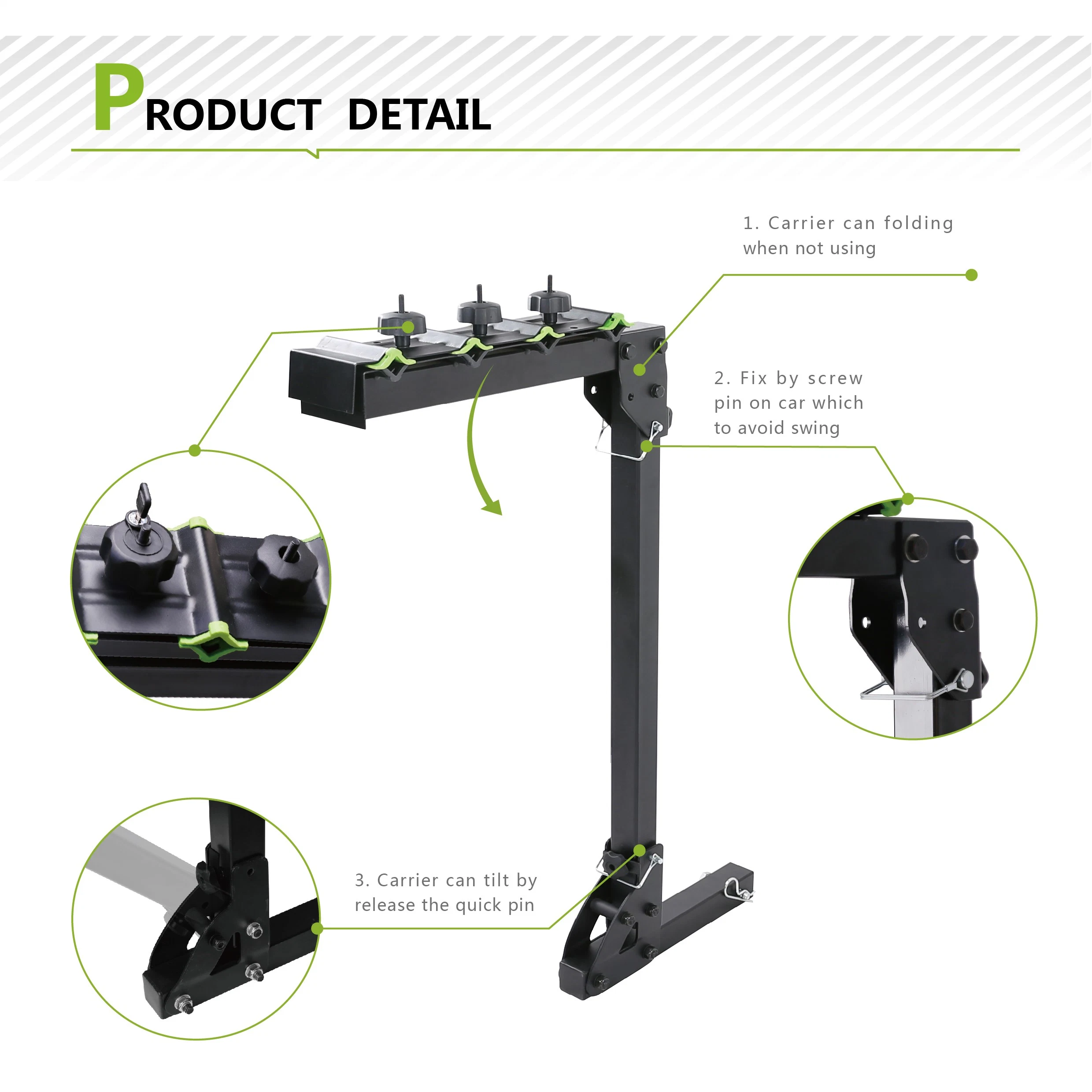 Universal Outdoor Portable Travel Bike Hitch Rack for 4 Bicycle