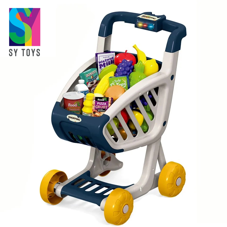 Sy Simulation Children Play Food Sets Pretend Play Supermarket Shopping Cart Toys