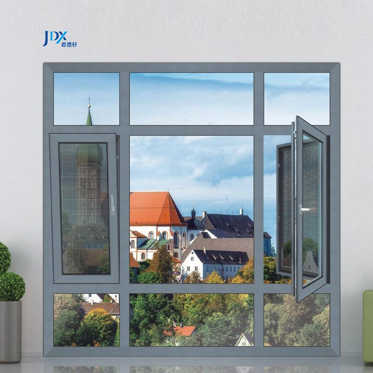 Seguridad Apartamento barato en vinilo Side-Hung de PVC de doble acristalamiento de ventanas de aluminio madera Cristal Casement Windows