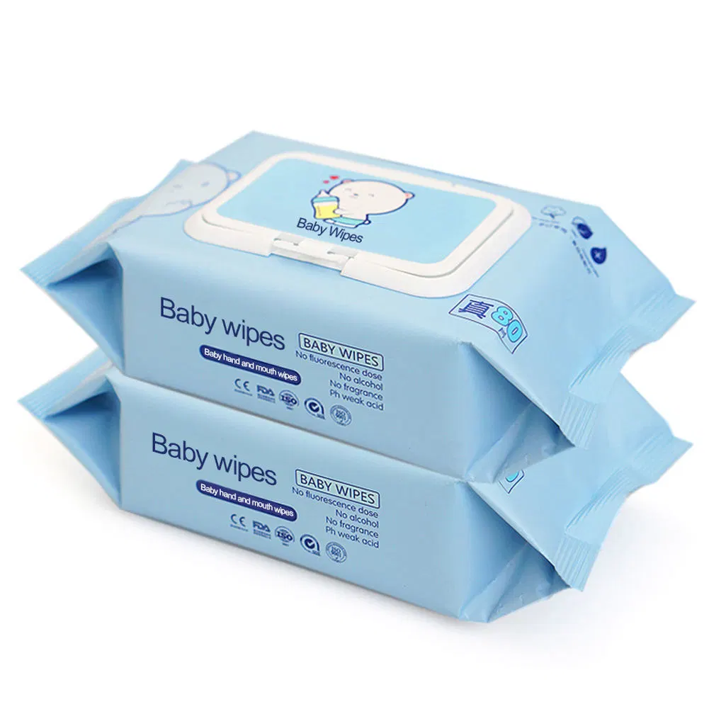Toalhetes descartáveis de limpeza essencial para bebé de melhor qualidade, embalagem de 80 unidades