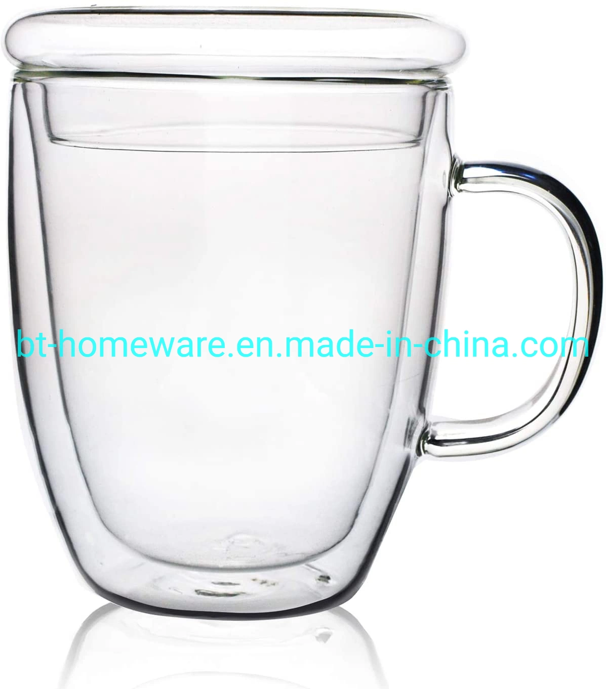 Comercio al por mayor 15oz 450ml Vidrio Doble Vidrio de borosilicato de fácil limpieza para el café té leche cerveza con tapa y el asa de bambú para el uso diario de la Oficina de regalo