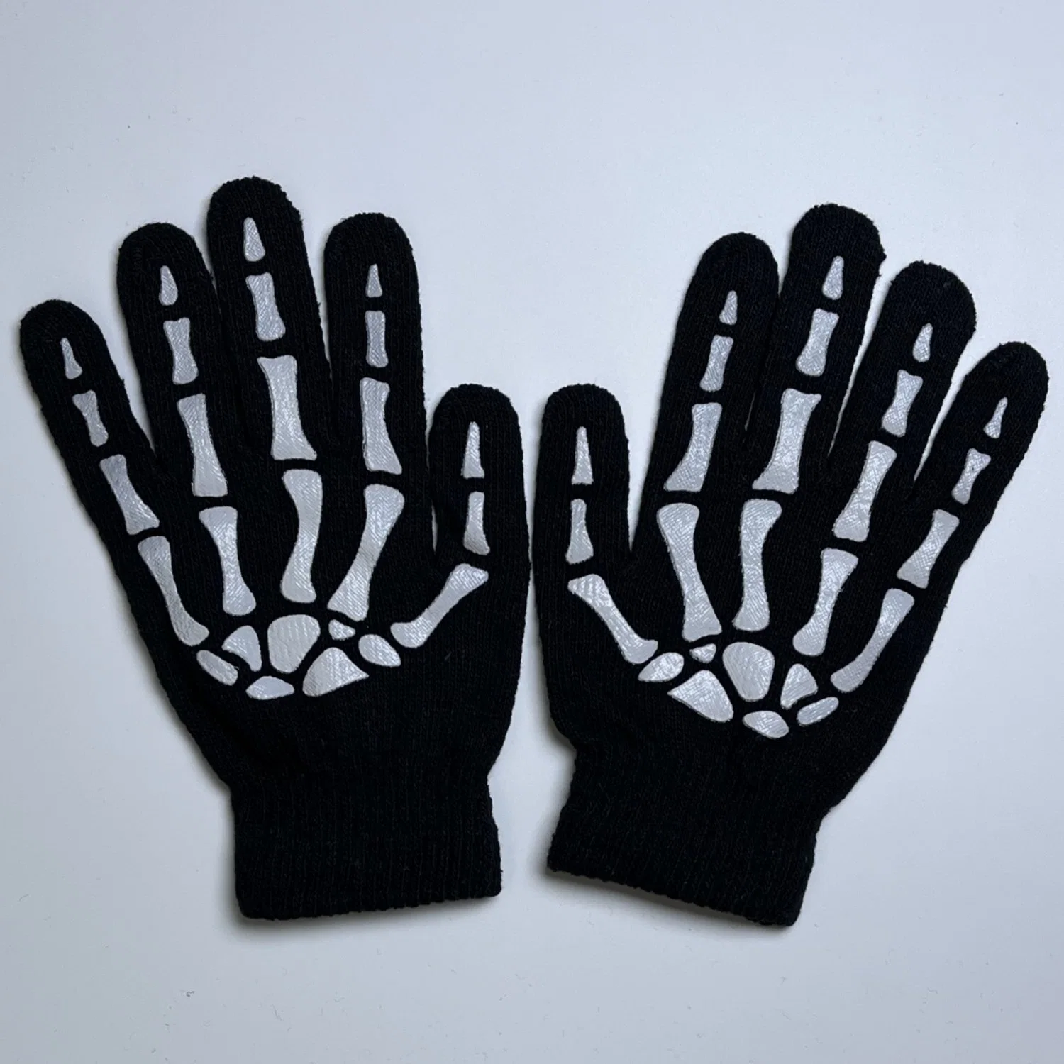 Holiday Halloween Ghost Skeleton Winter Warm Magic Gloves with Gripper Print