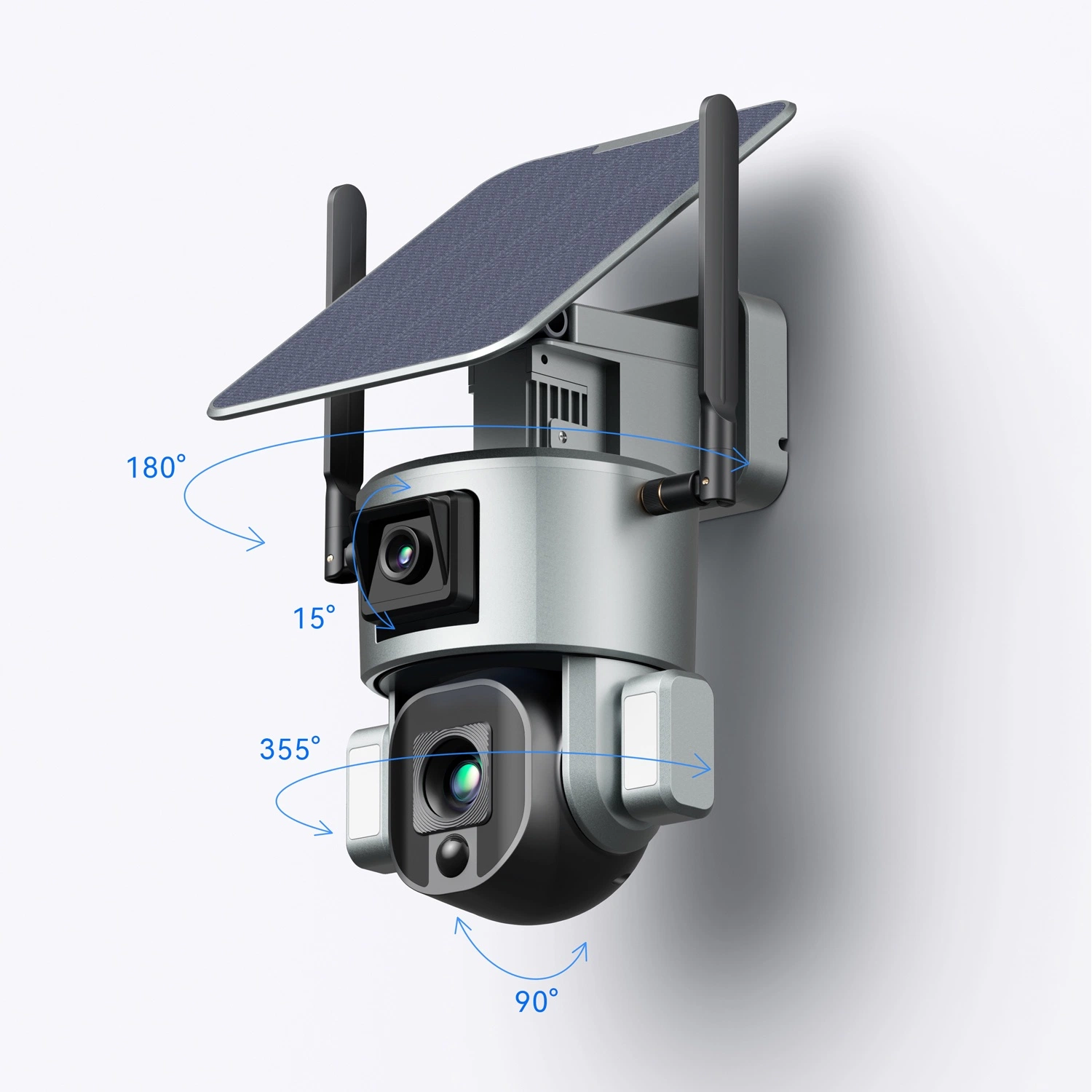 Câmara CCTV lente dupla câmara de segurança exterior sem fios WiFi Solar 4G 4MP Visão Noturna câmera dome PTZ