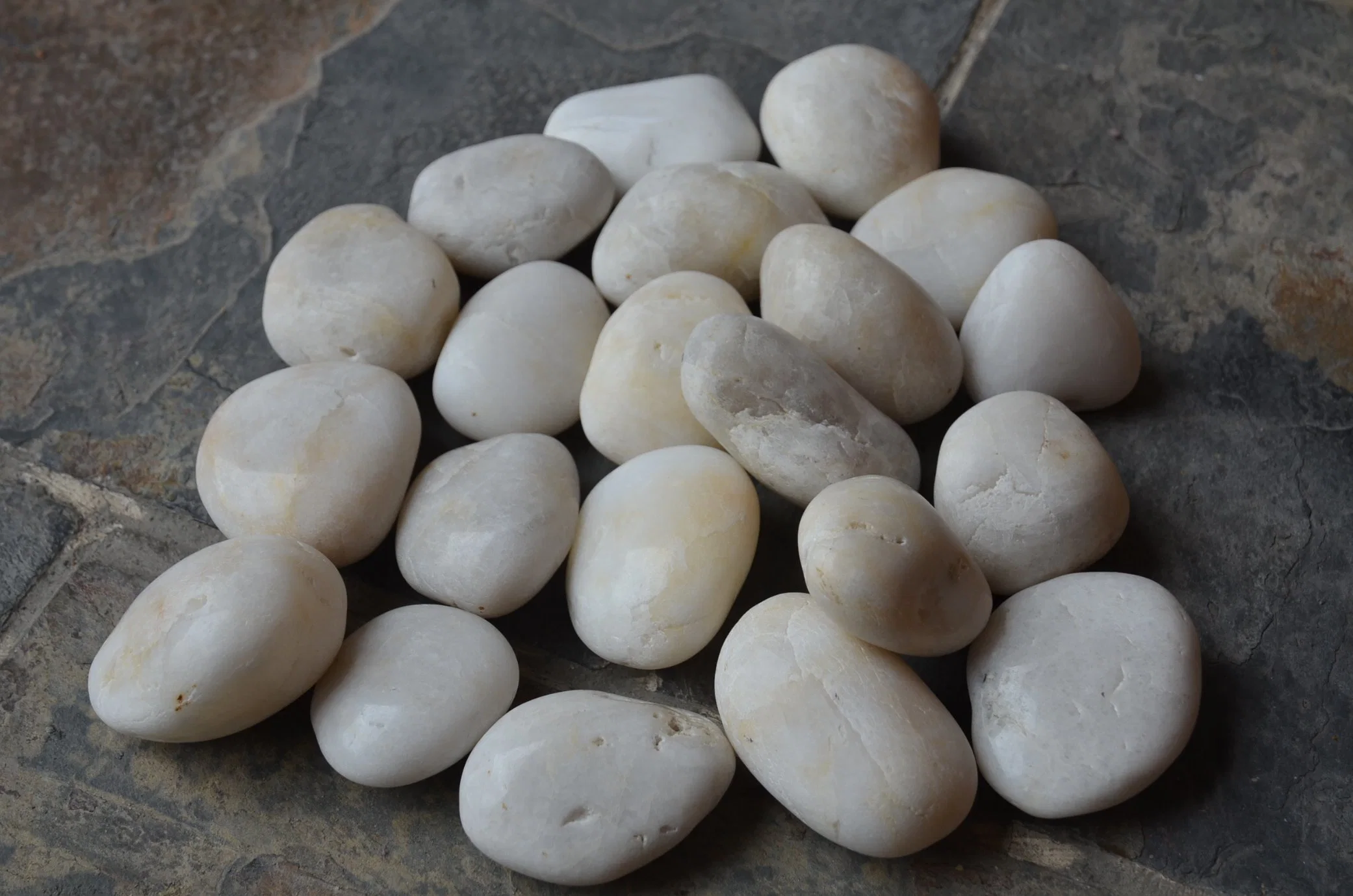 Commercial Use Natural Oval White Bathroom Tile Pebble Stones