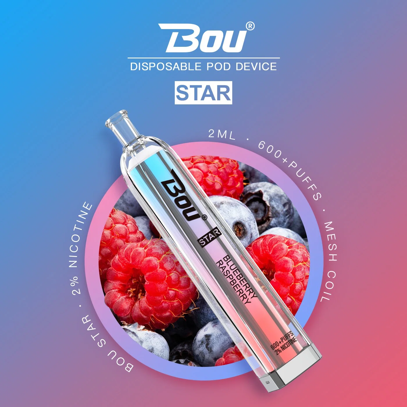 Europe Hot Selling 2ml 600 Tpd Electronic Cigarette Puff Bar Wholesale Disposable Juice Fruit Flavor Vape E Cigarette