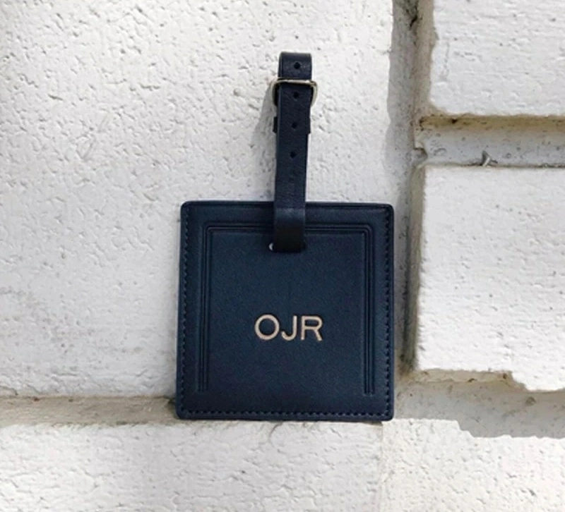 Grainy Leather Customized Square Luggage Tag