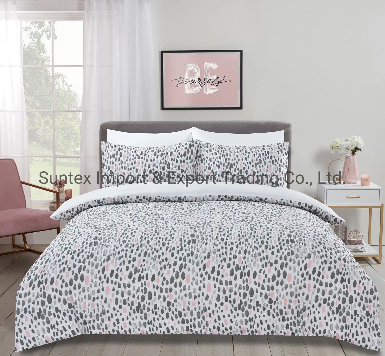 Vente à chaud MicroFiber Print et Sessucker massif couette housse de couette taie d'oreiller Ensemble de literie en polyester