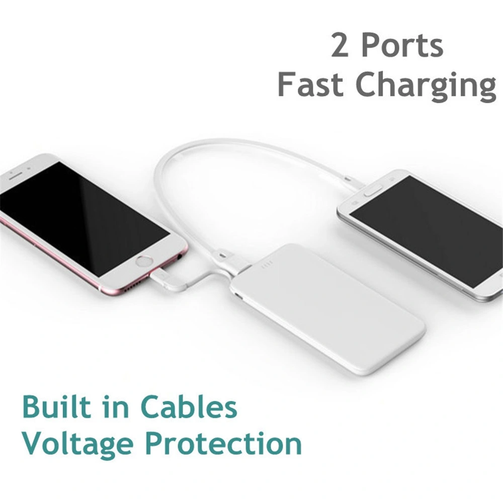 Rt0502 Banco de potencia cargador portátil ultrafino construido en el cable Powerbank