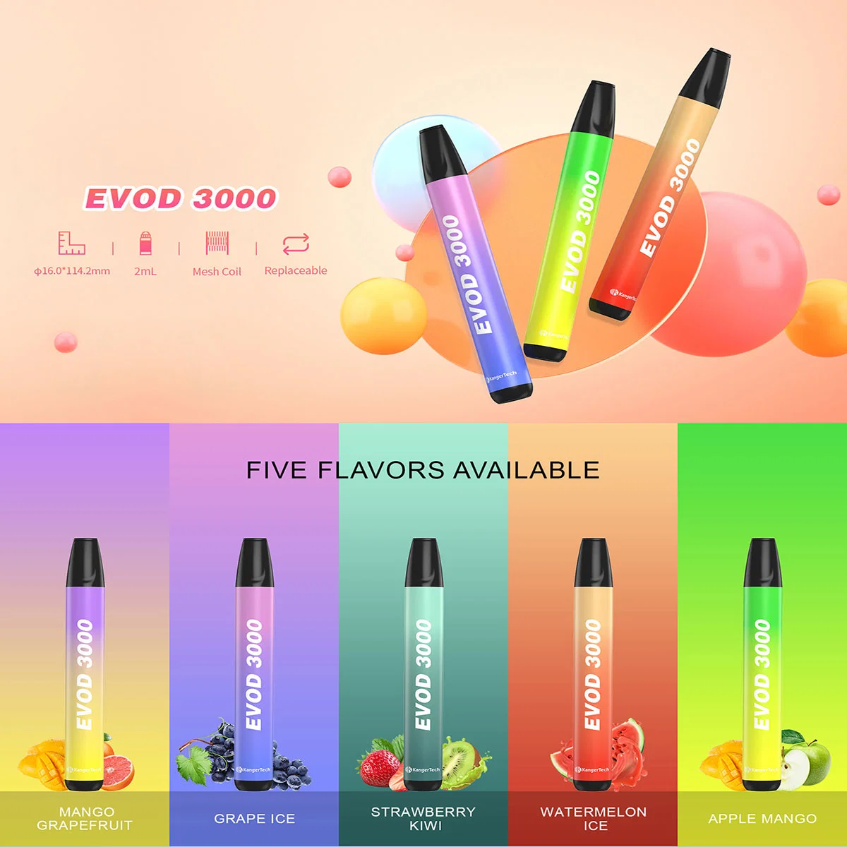 Vape vapes Replaceable 2ml 600puffs Wape Wholesale/Supplier Newest Best Selling High Capacity New Product Customized 5pods