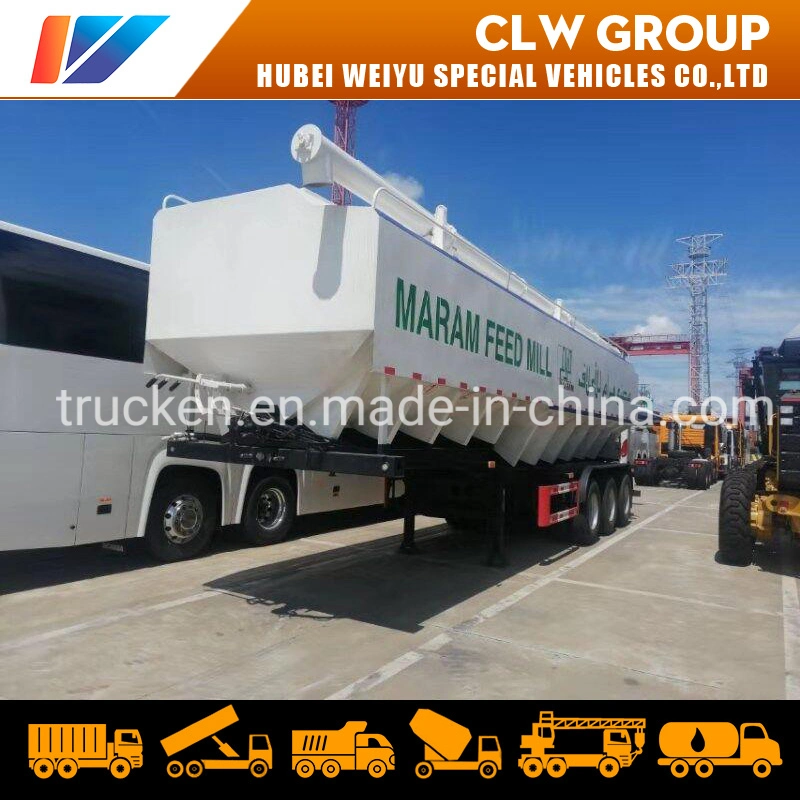 50000liters 50cbm 6 Compartments Hydraulic/ Electric Bulk Feed Trailers for Chicken Duck Goose Pig Feed Truck