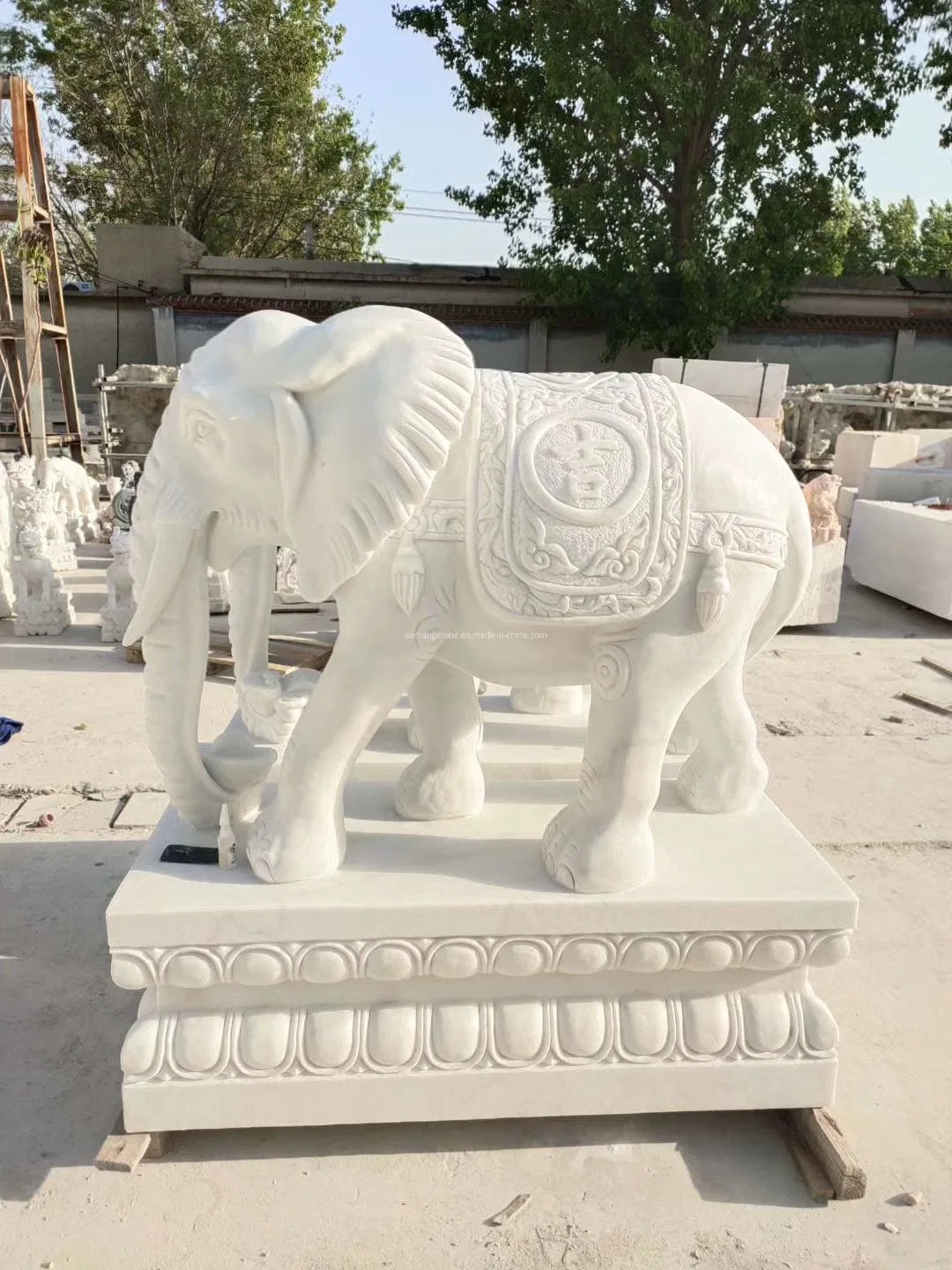 Life-Size Large Animal Marble Statue of Elephant