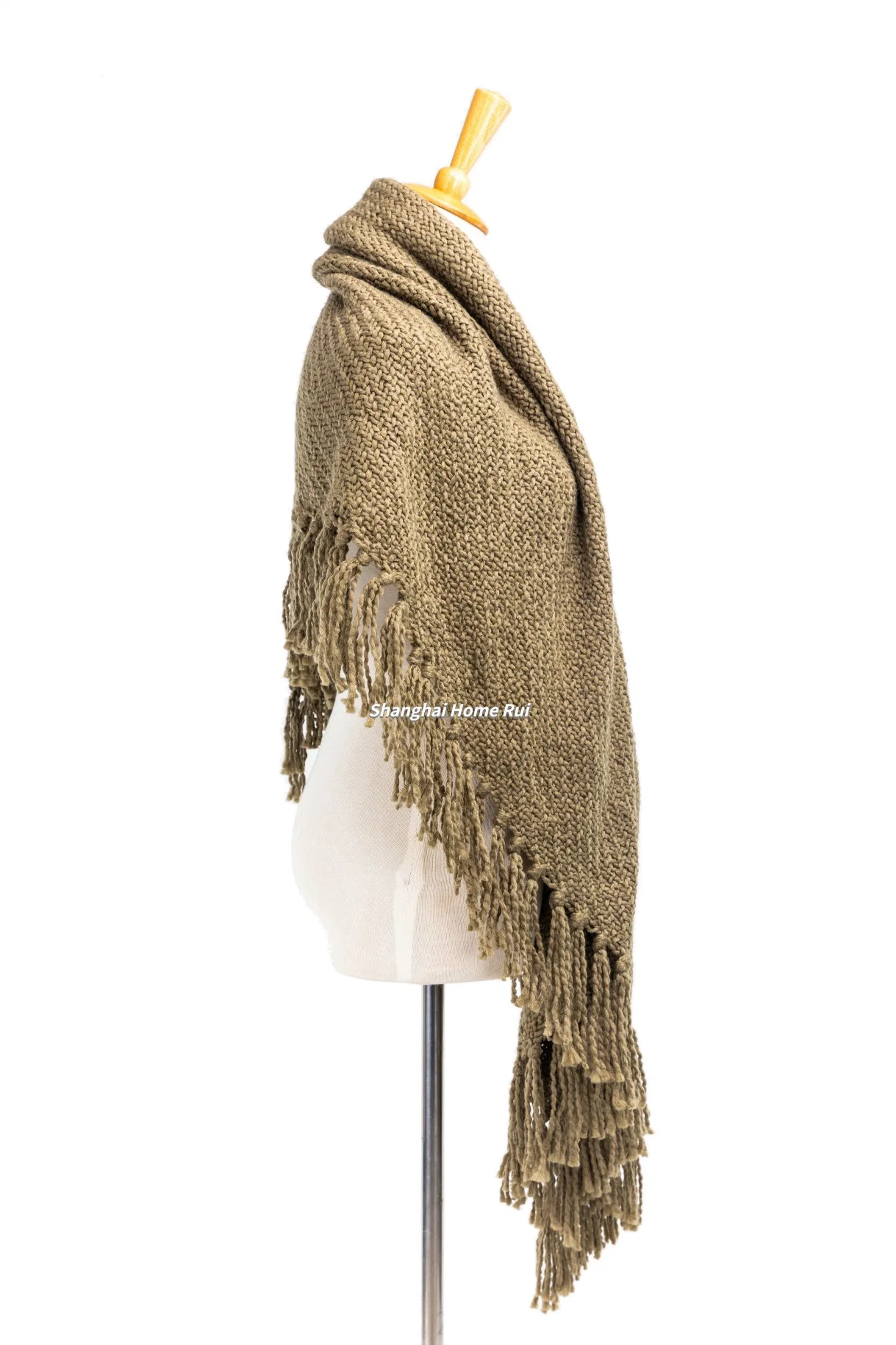 Home Rui Maufacturer Trendy Outerwear Spring Autumn Woman Warmth Apparel Accessory Fashion Acrylic Woven Oversize Wraps Twist Fringe Cape Cardigan Cloak Shawl