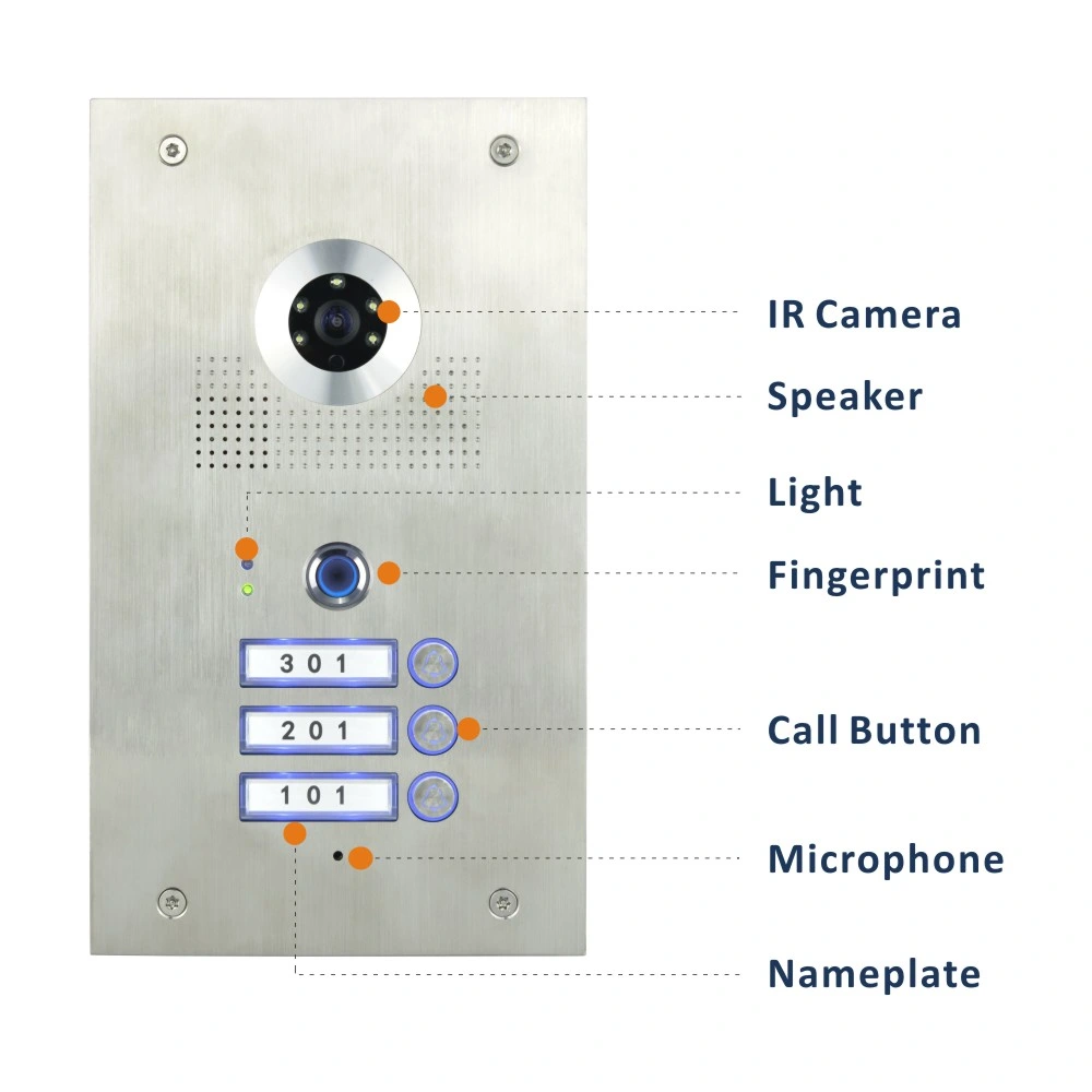 Apartment 2 Wires Bus Video Intercom Video Door Phone 2 Wire Bus