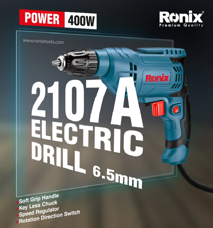 Ronix 2107A Model 400W 6.5mm Electric Power Impact Machine Rotary Hammer Drills Portable Power Drill Sets Power Tools