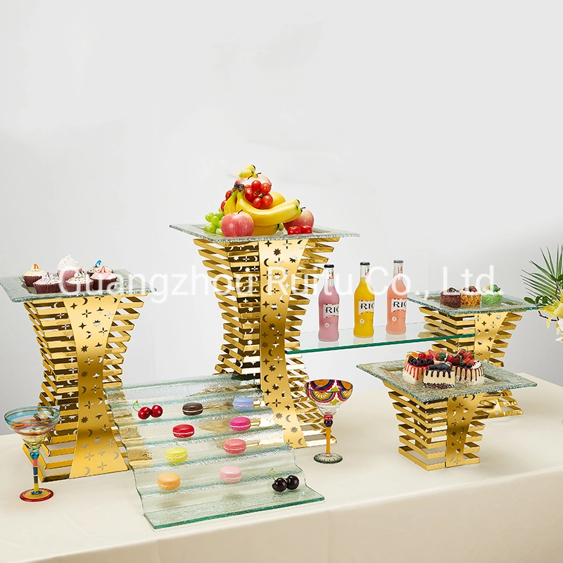 Restaurant Catering Kombinierte Servieren Cupcake Dessert Buffet Set Treppen Natürlich Massive Regale Keramikplatten Holz Kuchen Buffet Lebensmittel Display Stehen