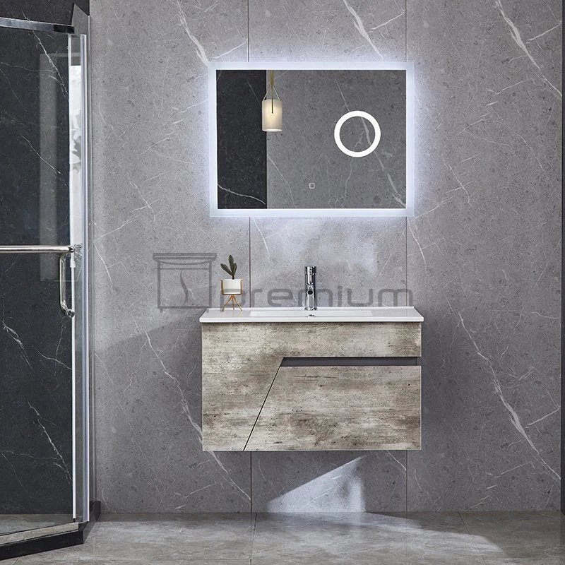 Popular Wooden Bathroom Vanity Magnifying LED Mirror Bathroom Furniture Cabinet