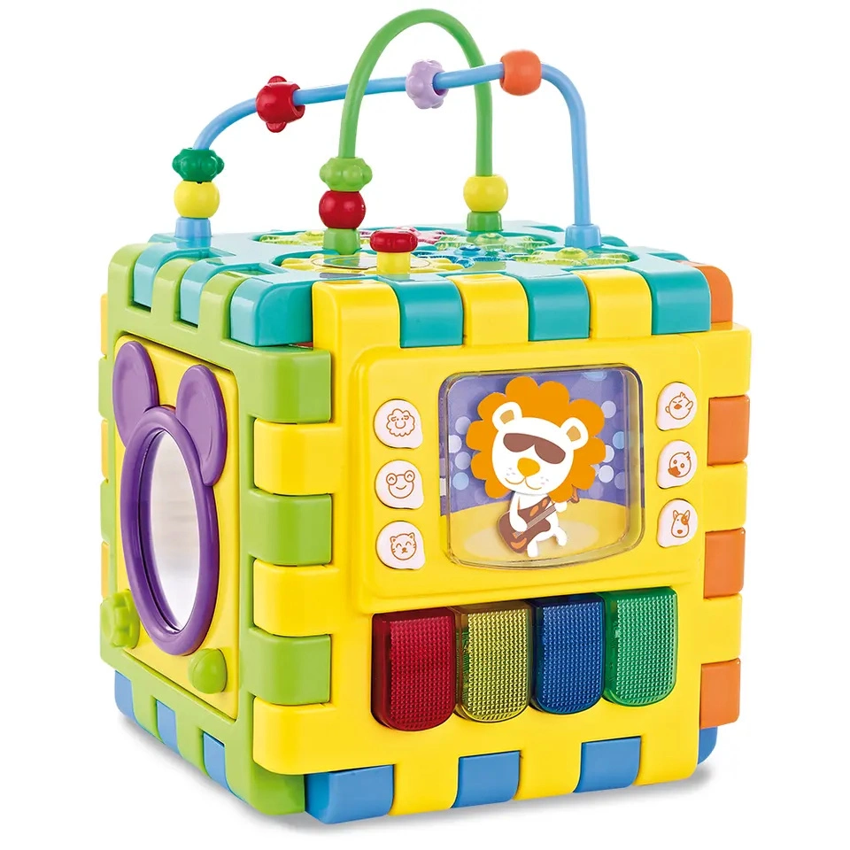 6 Lados Brinquedos Educativos Multifuncionais Cubo de Atividades Colorido Musical para Crianças Bebê com Jogo de Engrenagens