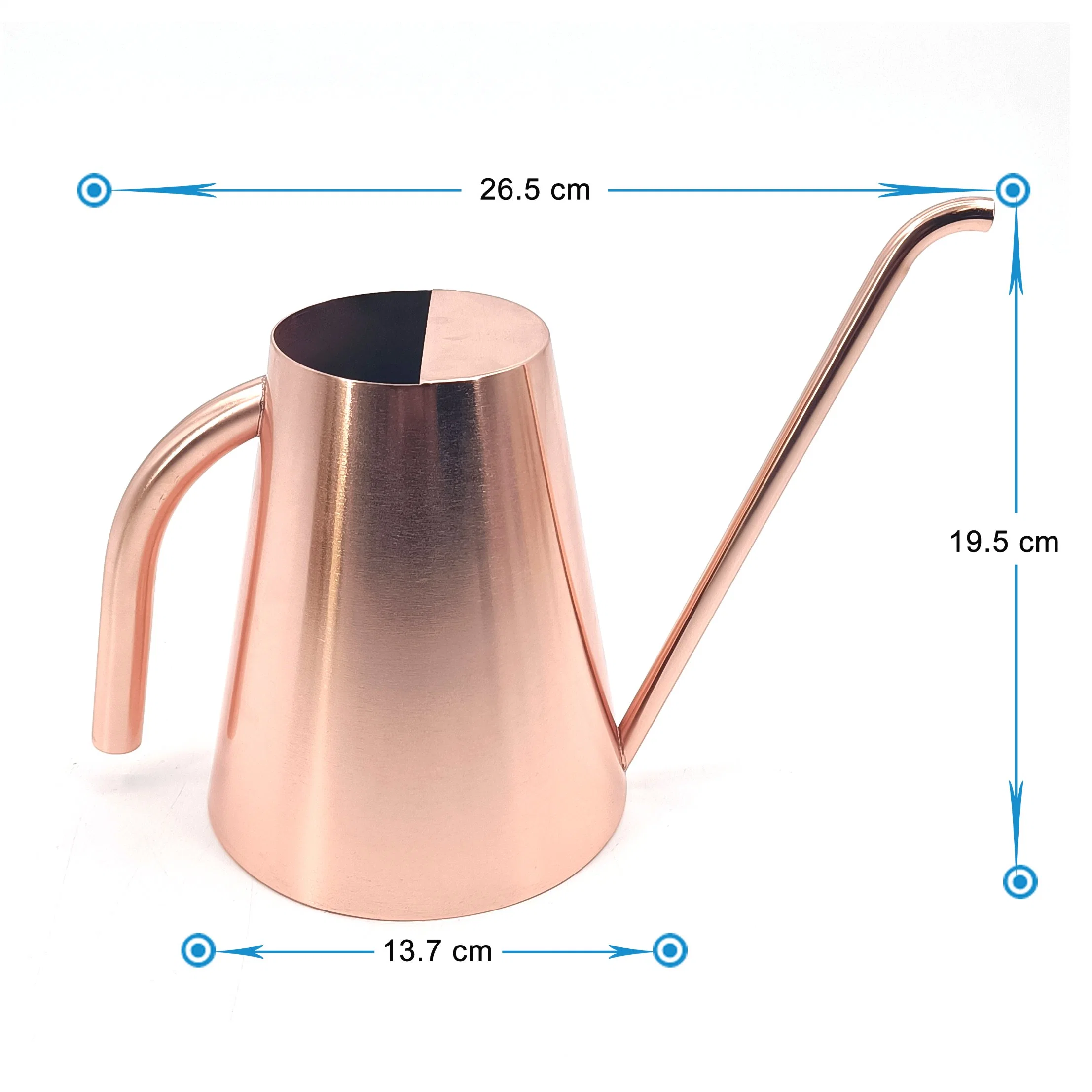 Caixa decorativa de rega revestida a rosa dourado 1.3L com bico comprido Para a estação de jardim flor Metal aço inoxidável molhar lata