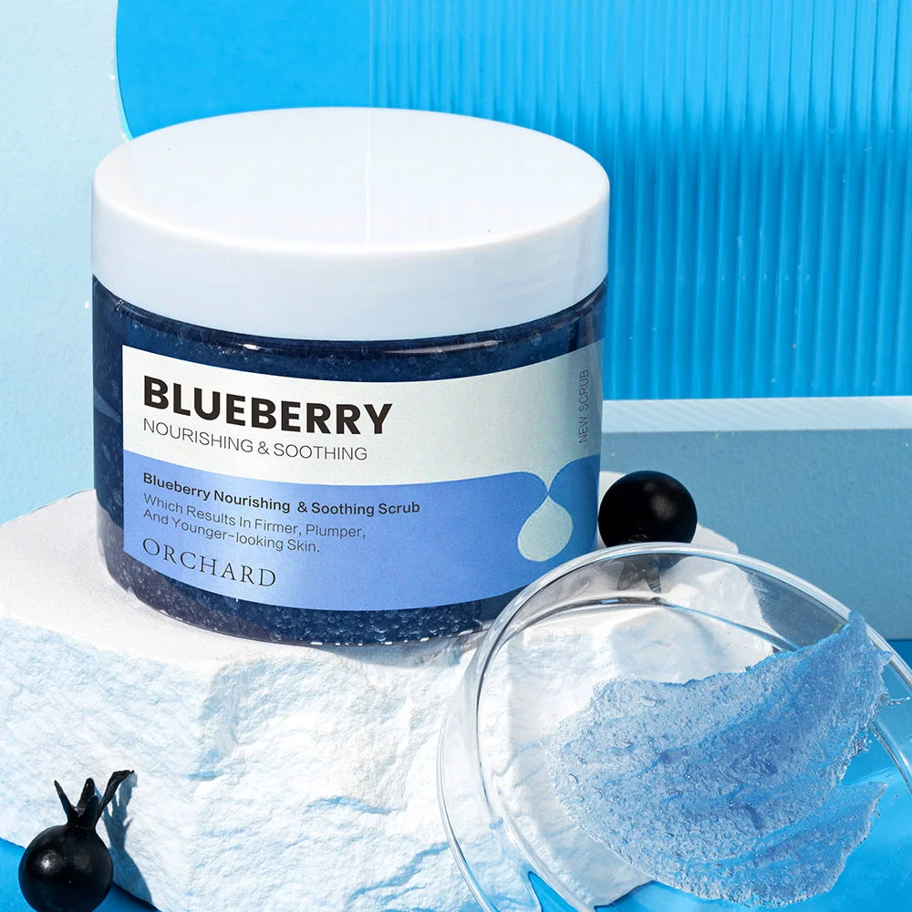 O logótipo personalizado Body Care suaviza e pele macia e seca e rachada Blueberry Scrub