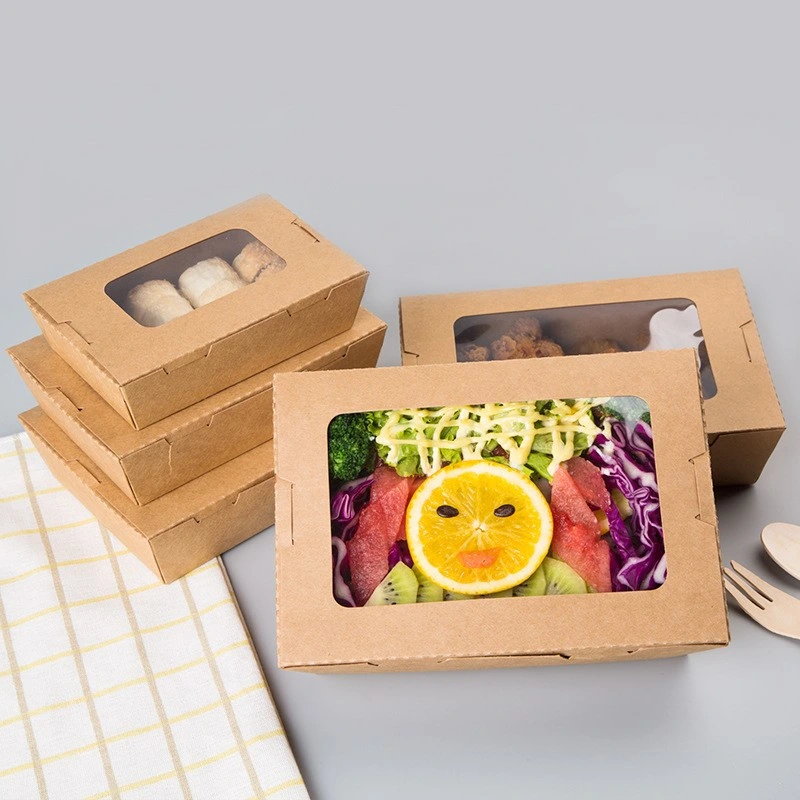 Artesanía Foodes sushi comida para llevar el contenedor de papel Kraft de verificación