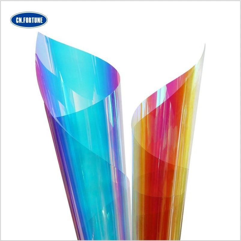 0.35-0.4mm Holographic Dichroic Mirror Reflective Transparent PVC Clear Plastic Film for Shoe/Bag/Decorative Making