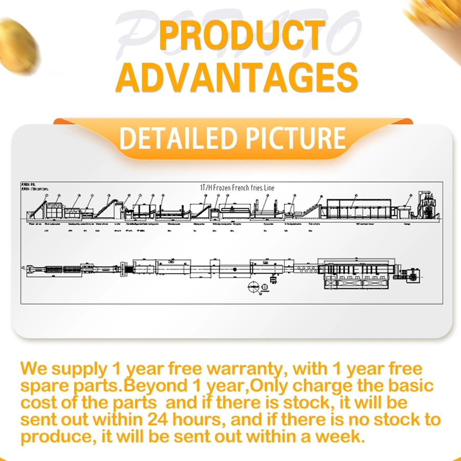 CE Certification 50-2000kg/H Automatic Potato Making Machine Equipment Frozen French Fries Production Line