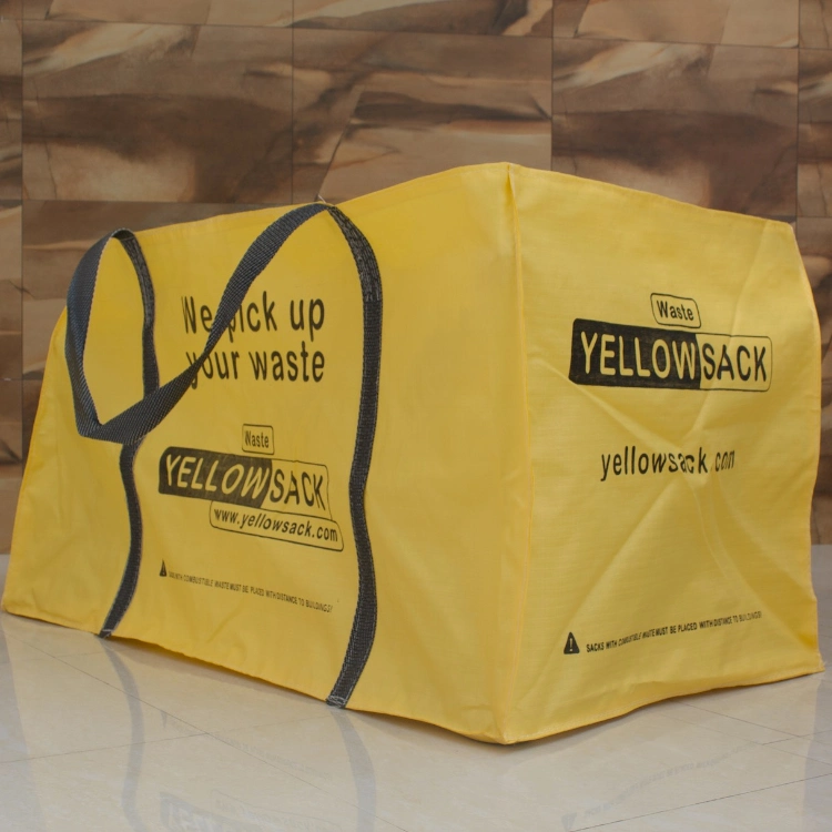 100% PP Woven Yellow Skip Bag PE Outer Bag for Garden Waste/Construction Garbage 1500kg 2500kg