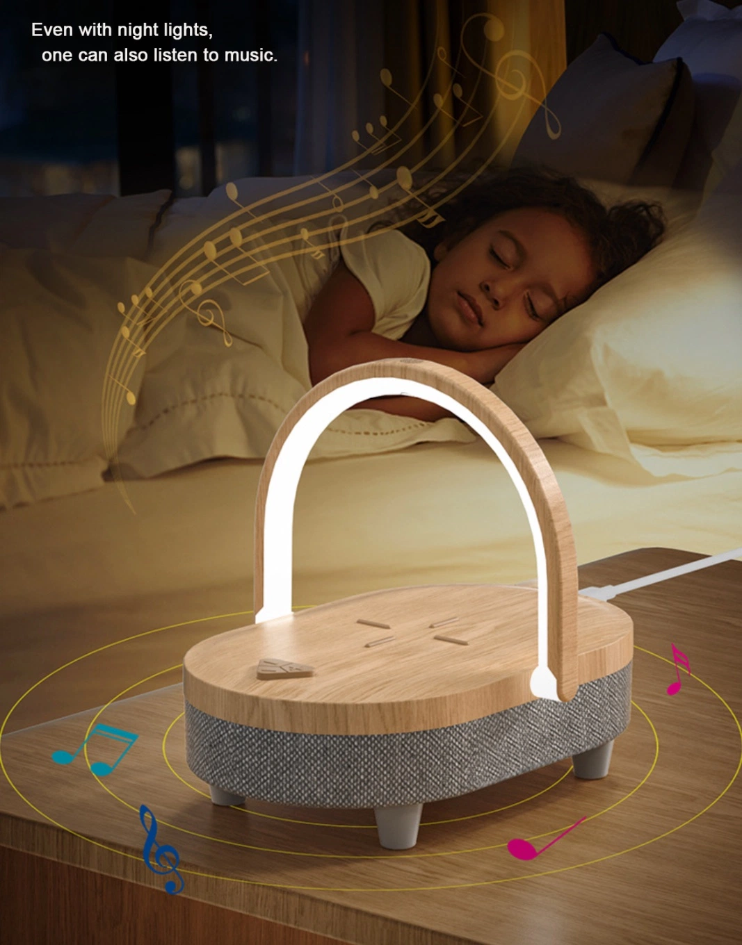 15W cargador inalámbrico altavoz Bluetooth móvil de cabecera de la luz de ambiente Dormitorio Luz de noche