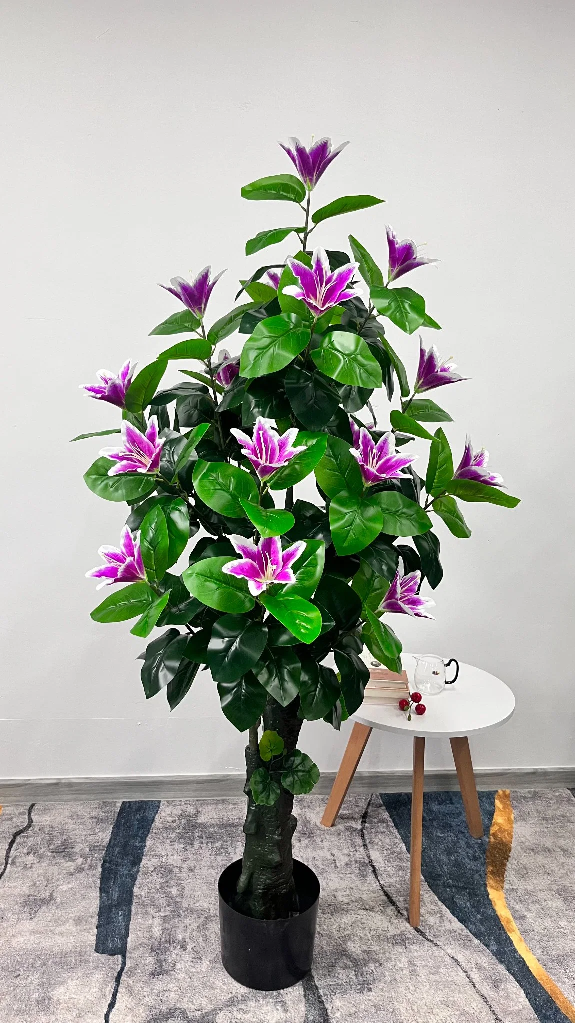 Golden Jade Pole Lifelike Shape Big Four Branches Love for a Hundred Years Can Be Customized, Artificial and Decorative Plant Purple Flower Tree