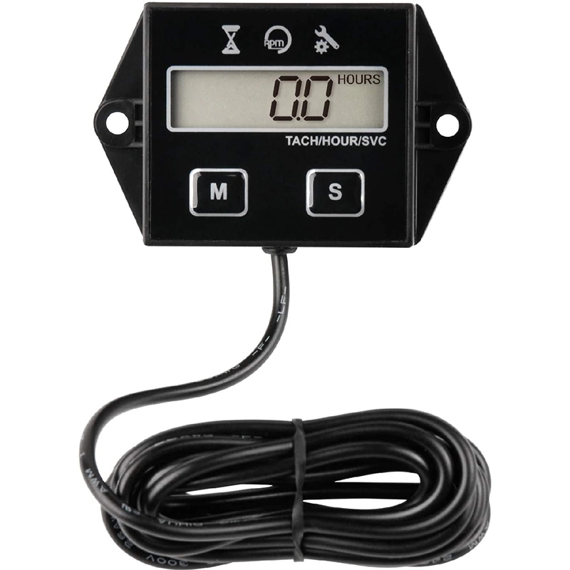 Digital Display Tachometer Engine Tach Hour Meter Gauge Inductive Display for Motorcycle Car Motor Stroke Replaceable Battery