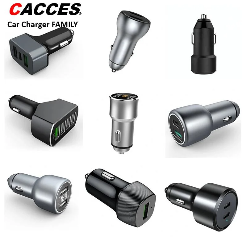 USB-Kfz-Ladegerät, zweifach, QC3 Anschlüsse, 36W/5A (ganz Metall) Digital Fast Car Charger Mini Zigarette USB Adapter Mini Auto Ladegerät Schnellladung kompatibel mit allen Smartphone