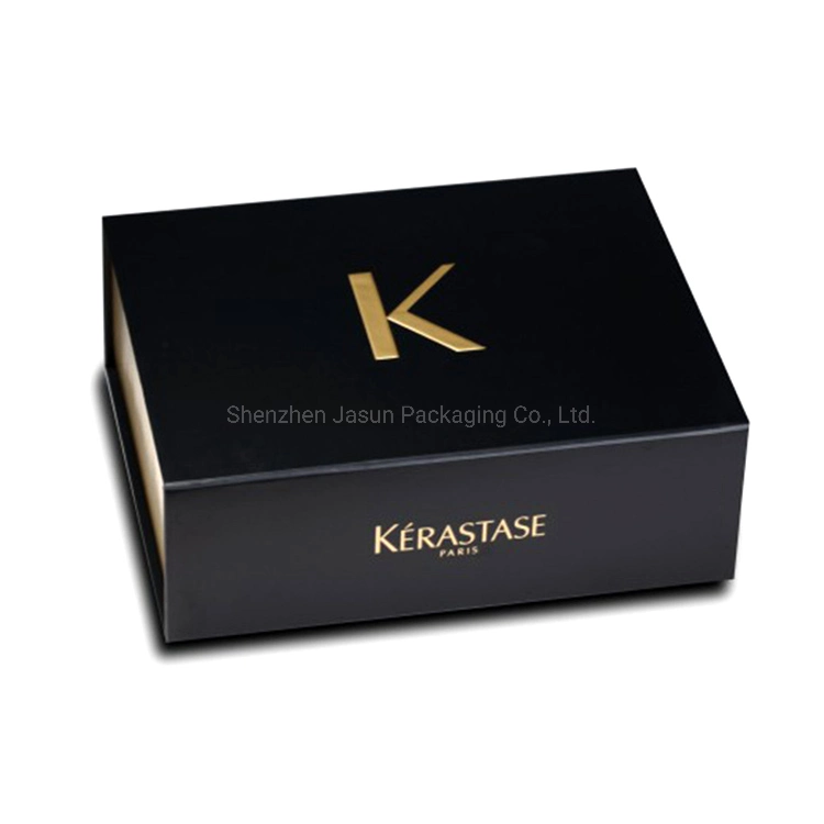 Black Cosmetic Rigid Folding Gift Packaging Box with Magnet Closure for Easy to Ship and Store