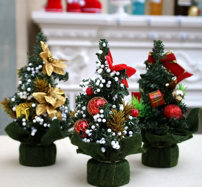 Ornamentos decoração Secretária de presentes de férias Mini Árvore de Natal Artesanato