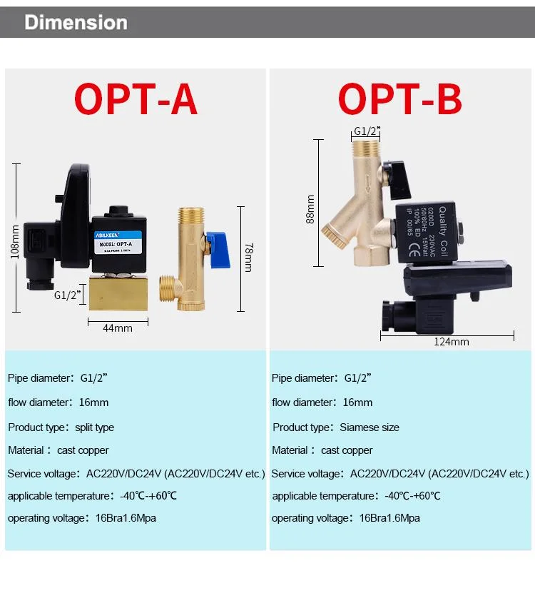 High quality/High cost performance  Brass Opt Series Electronic Auto Timer Pneumatic Water Drain Switch Solenoid Valve