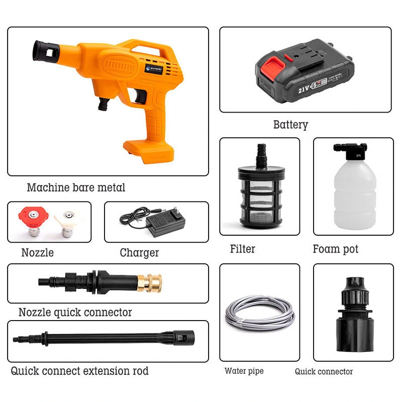 21V Electric Washer with 3.0ah Battery Powered Cordless Power Pressure Washer