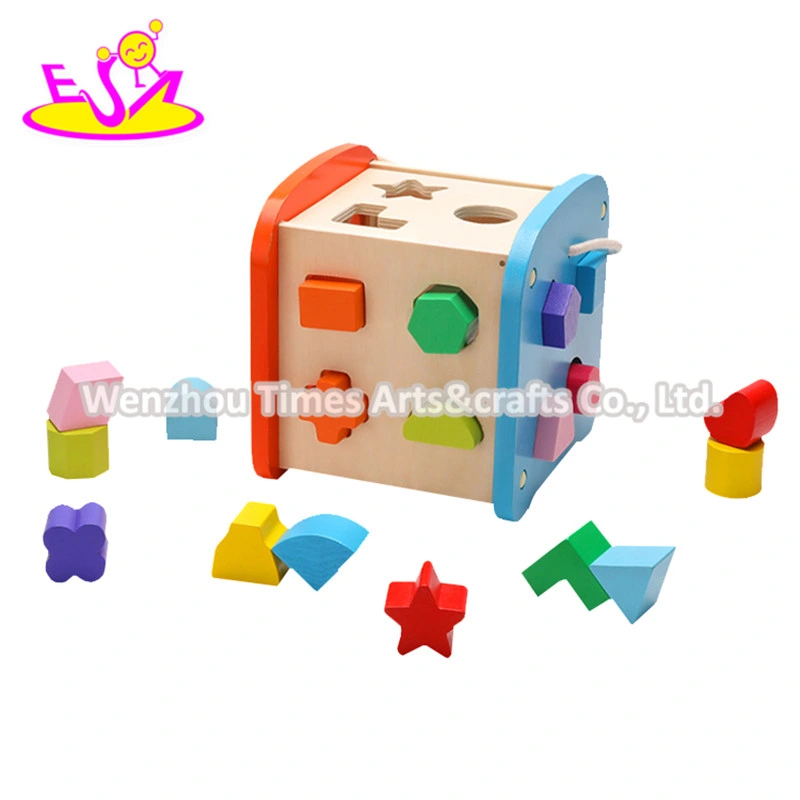 New Arrival Educational Wooden Shape Sorting Cube for Toddlers W12D201