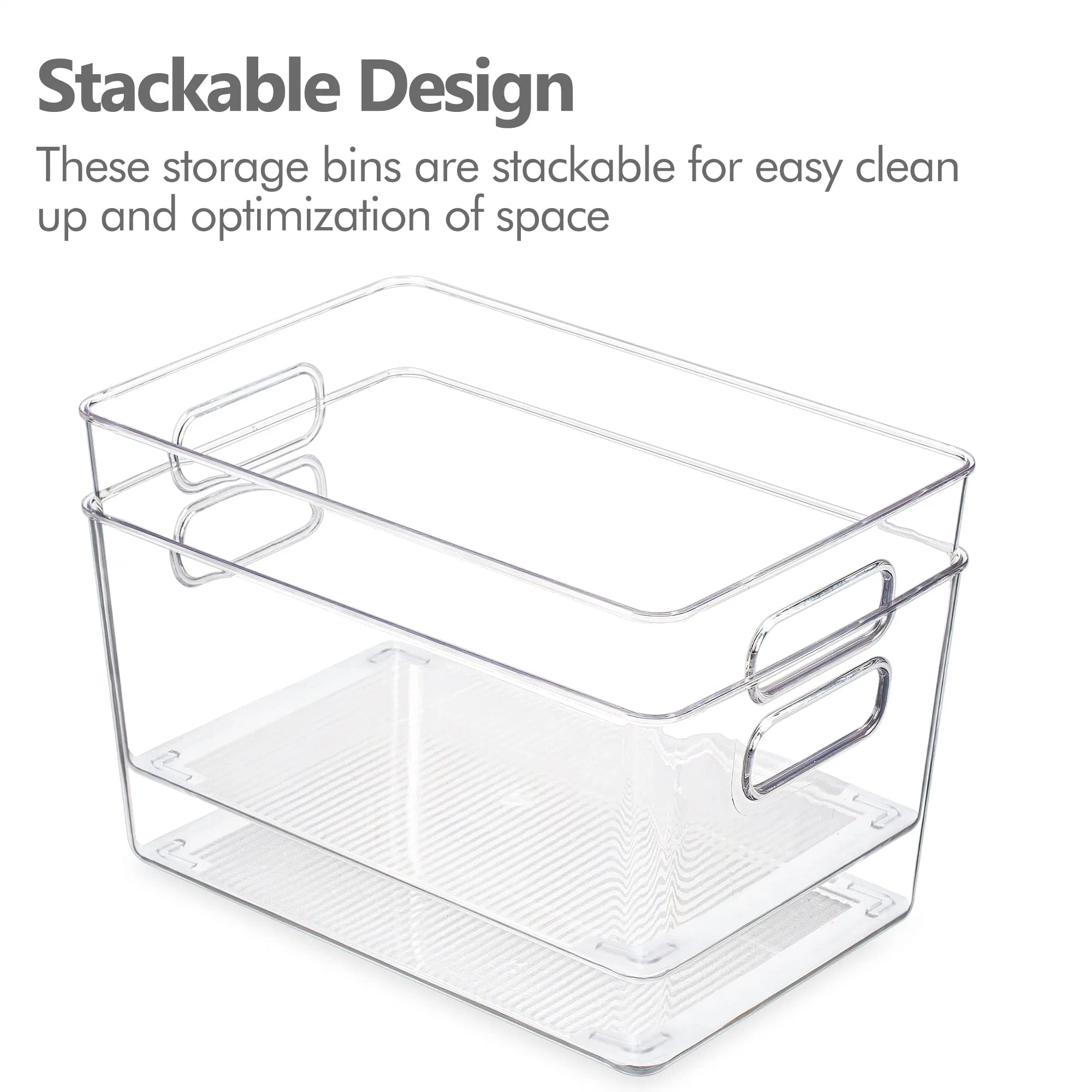 Clear Pantry Storage Organizer Bins Plastic Food Storage Bins Handle Storage Box