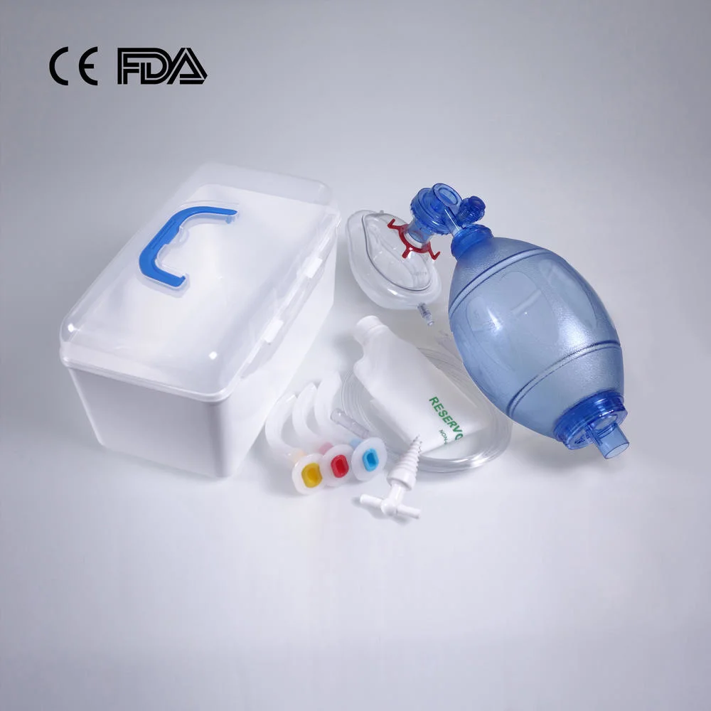 O PVC Ambu com tubo de oxigênio PVC Reanimador Manual Conjunto Kit de fábrica com marcação CE, a FDA para tamanho adulto