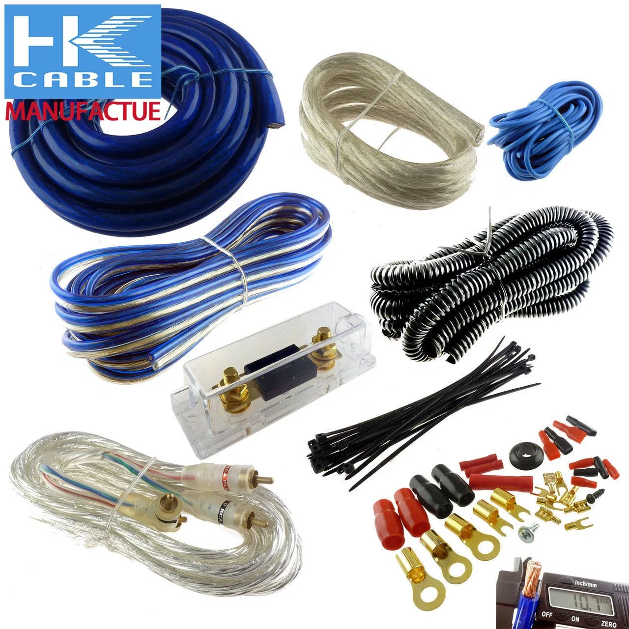 8 Gauge Installation Wiring Kit Car Speaker Woofer Cables Car Power Amplifier Cable Kit Audio Line Power Line