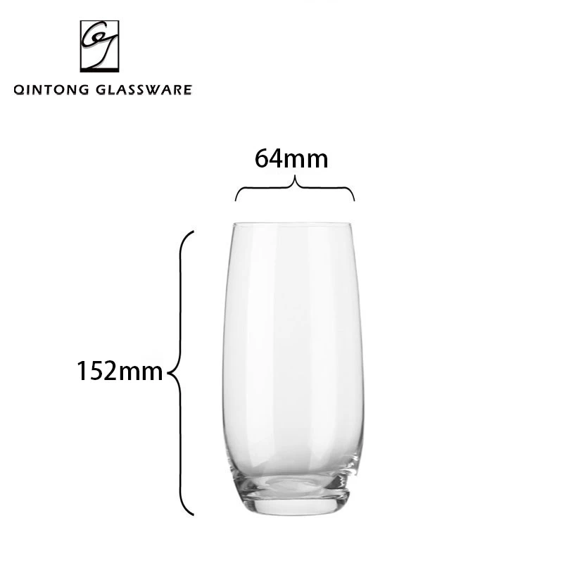 Fabrik 17oz 490ml Crystal Clear Retro rund Körper Milchwasser Becher mit Glaskupf für Restaurant