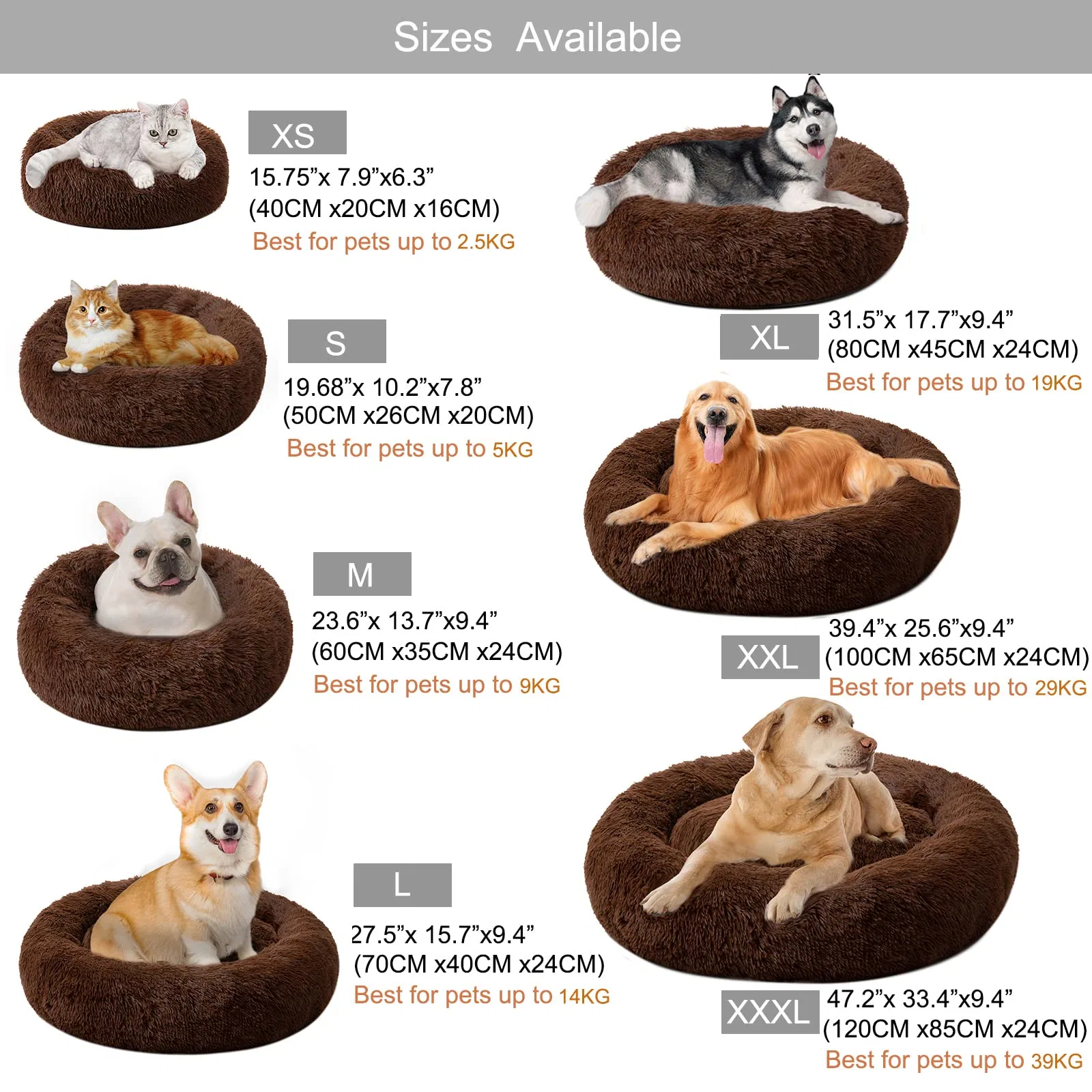 Pet Anti-Anxiety chien chat chaud coussin moelleux de chiot Mat Donut lit