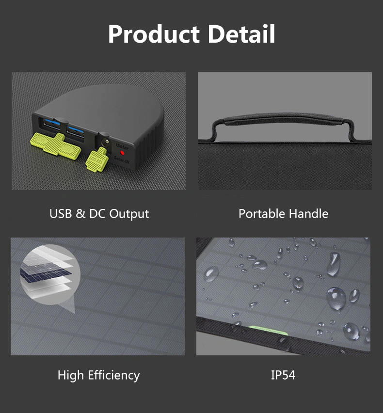 40W Monocrystalline Portable Solar Charger Mobile Charger Solar Panel 18V Battery Charger