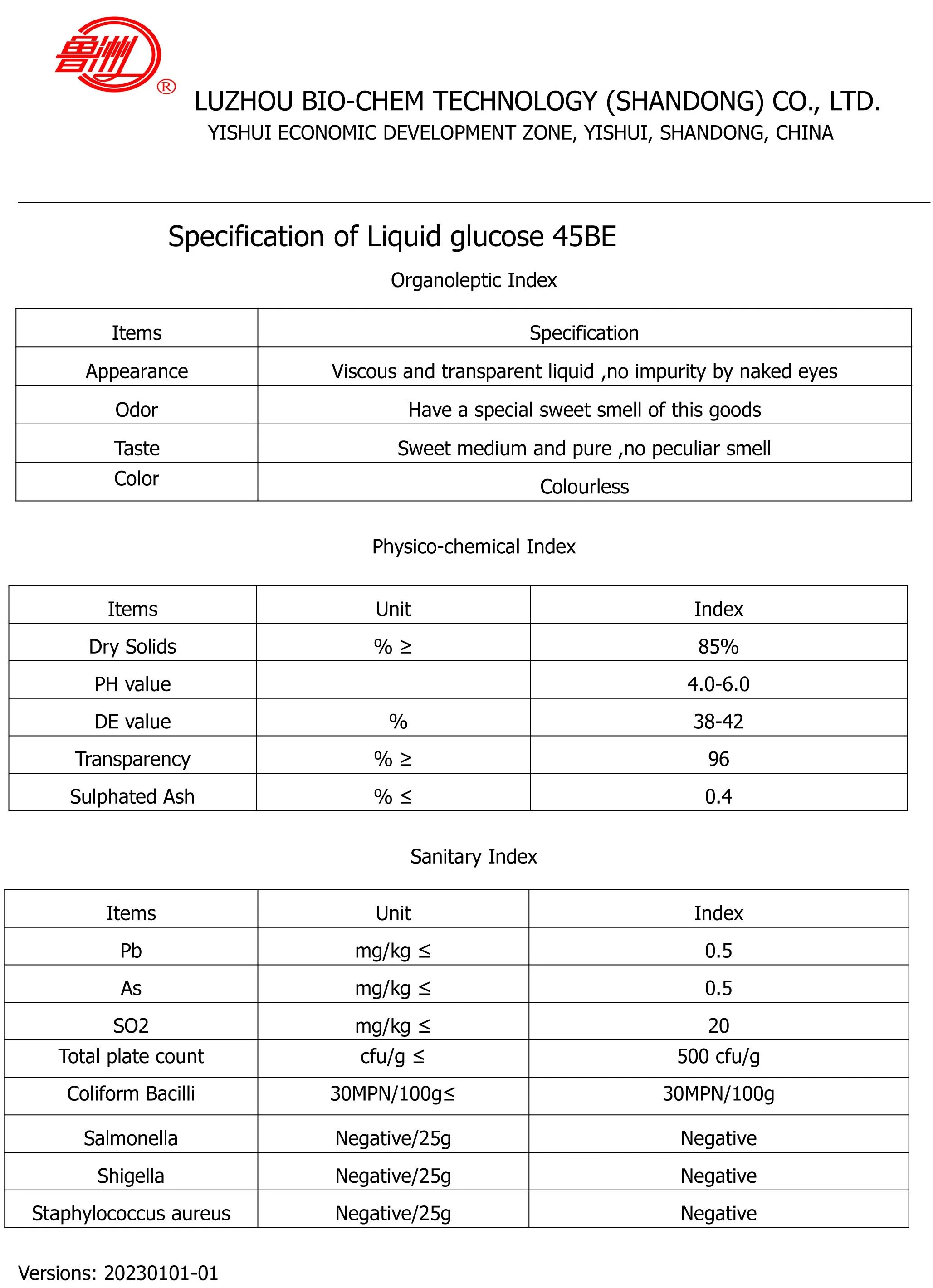 Jarabe de glucosa líquida de sólidos secos de 84% De: 40-44