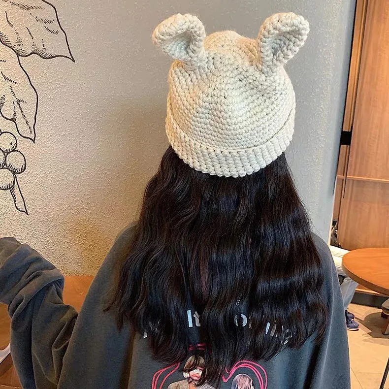 Gorro de malha Skylark Wholesale Winter Thermal cute Rabbit Bear EAR