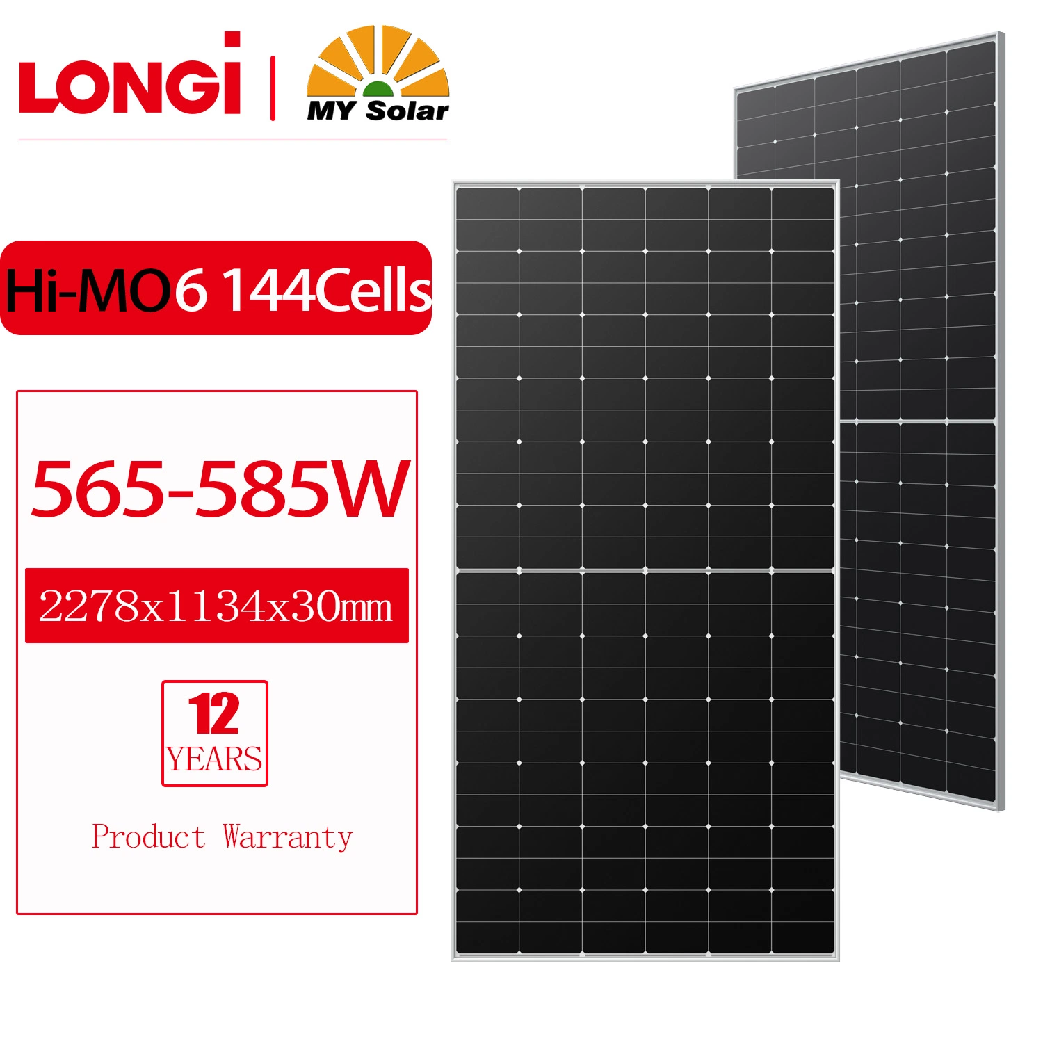 Longi/Mysolar Explorer Hi-Mo6 Lr5-72hth Explorer 565~585m 565W 570W 575W 580W 585W Solar Panel for Home Power System