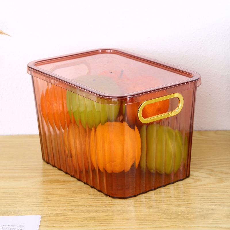 Transparent Household Organizers with Handles Cheap Light Plastic Pantry Storage Bin for Food Tools Pot